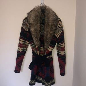 RALPH LAUREN - FAUX FUR WRAP SWEATER